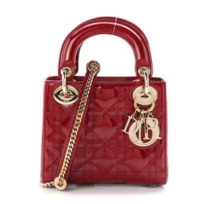 Christian Dior Patent Cannage Mini Lady Dior Red 1 of 10