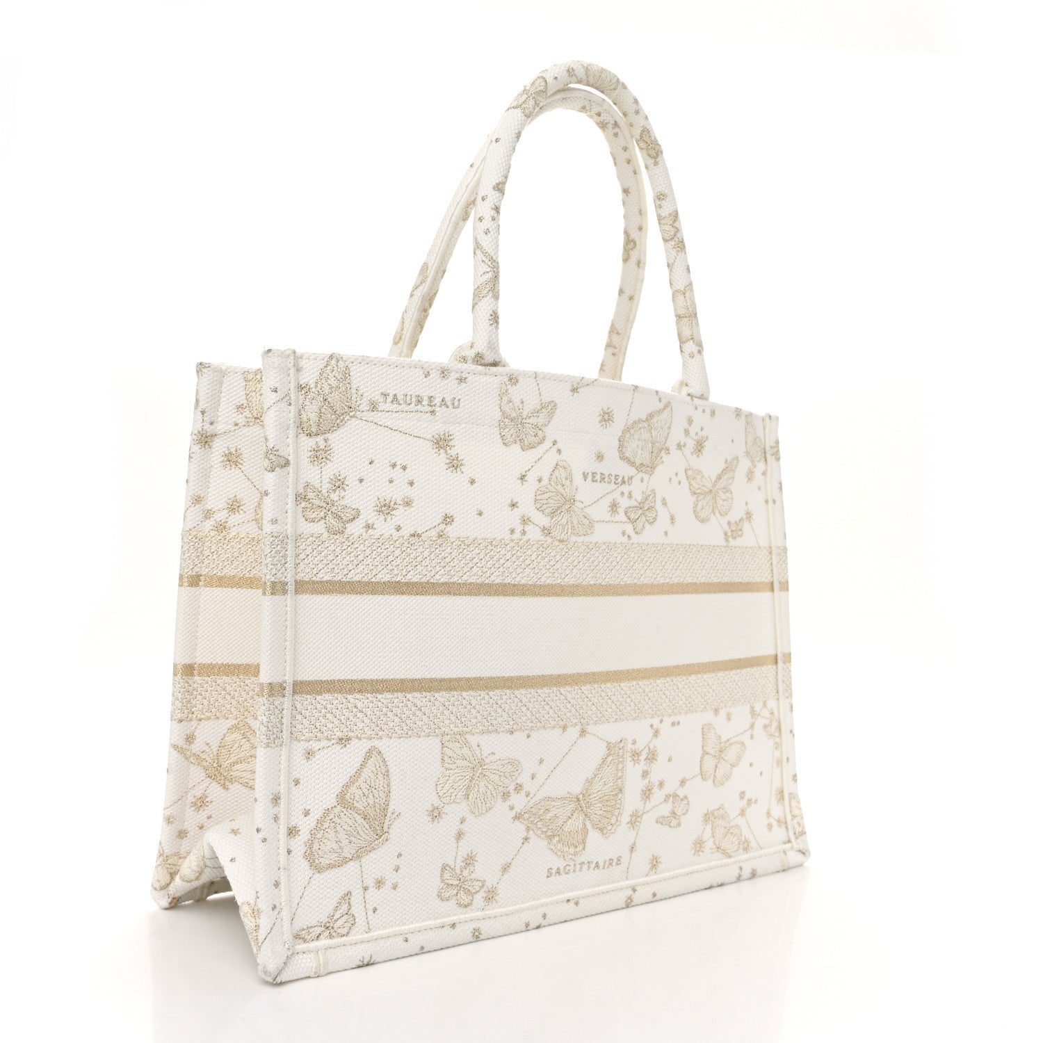 Christian Dior Canvas Embroidered Medium Zodiac Print Book Tote Gold 2 of 10