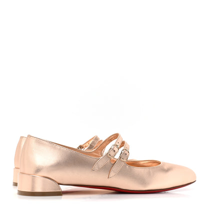 Christian Louboutin Nappa Metallic Sweet Jane Flats 38.5 Beige 4 of 10