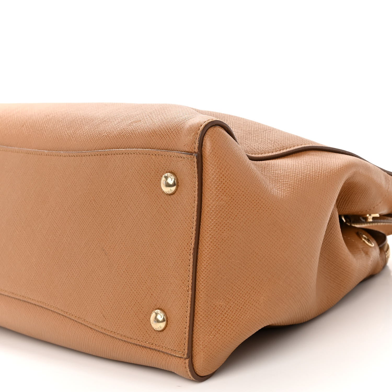 Prada Saffiano Cuir Double Zip Frame Tote Caramel 10 of 11