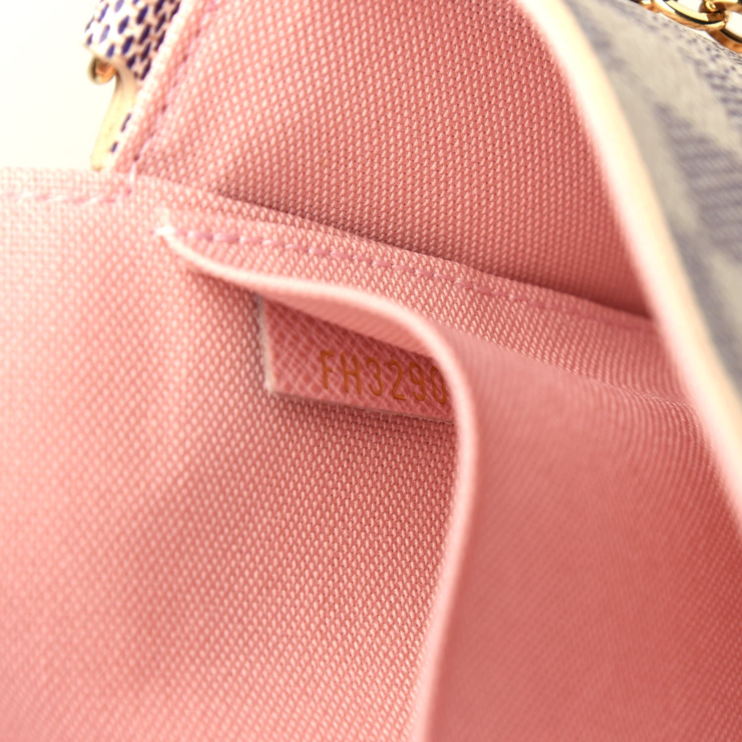 Louis Vuitton Damier Azur Pochette Felicie Chain Wallet Rose Ballerine 7 of 10