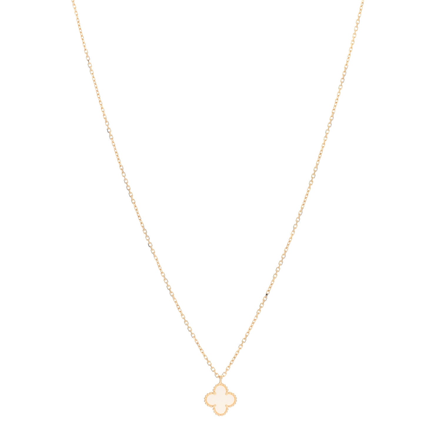 Van Cleef & Arpels 18K Yellow Gold Mother of Pearl Sweet Alhambra Pendant Necklace 1 of 5
