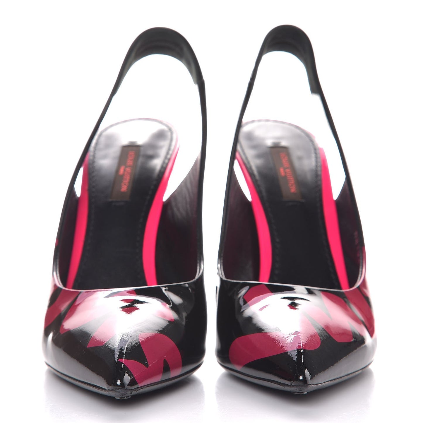 Patent Graffiti Slingback Pumps 39 Black Pink