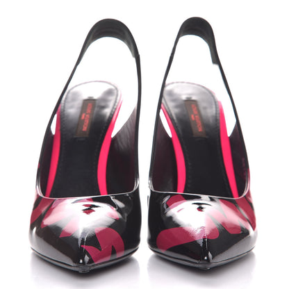 Louis Vuitton Patent Graffiti Slingback Pumps 39 Black Pink 2 of 12