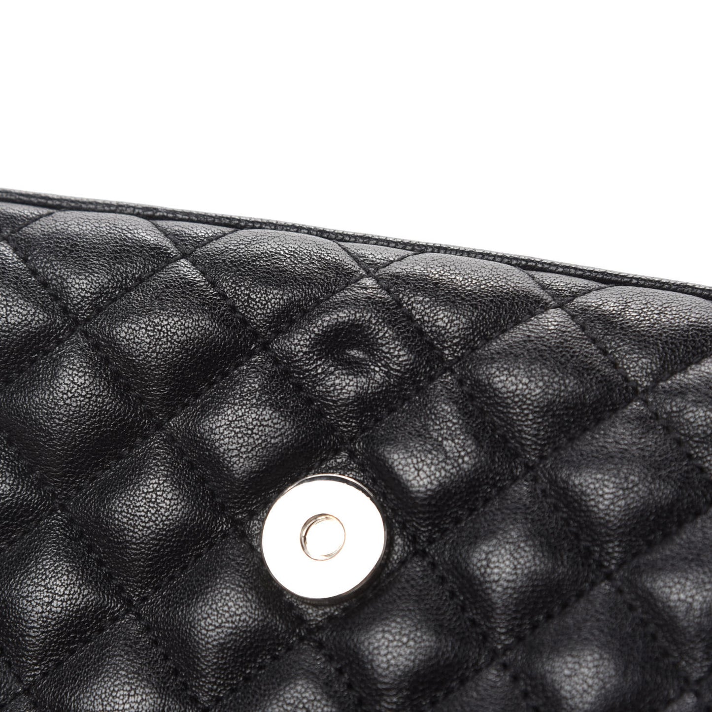Sheepskin Tri-Quilt Monogram Medium College Bag Black