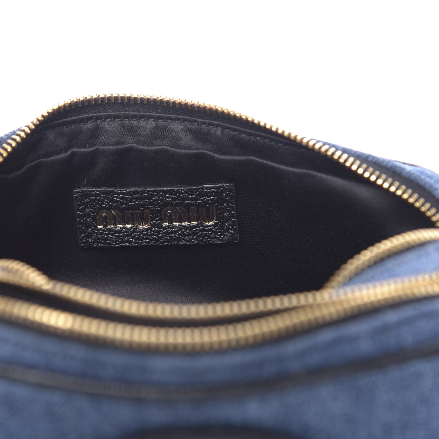 Denim Double Zip Crossbody Bag Blue Black