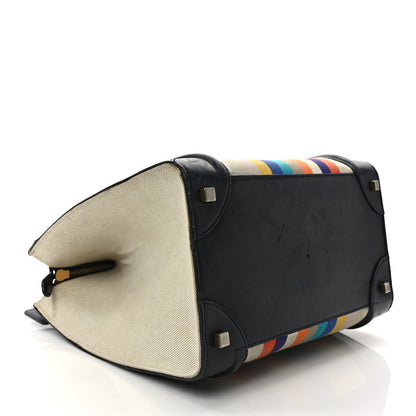 Celine Smooth Calfskin Striped Canvas Mini Luggage Multicolor 4 of 12