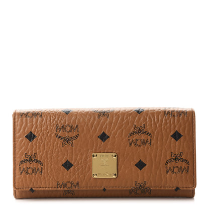 MCM Visetos Heritage Large Trifold Flap Wallet Cognac 1 of 7