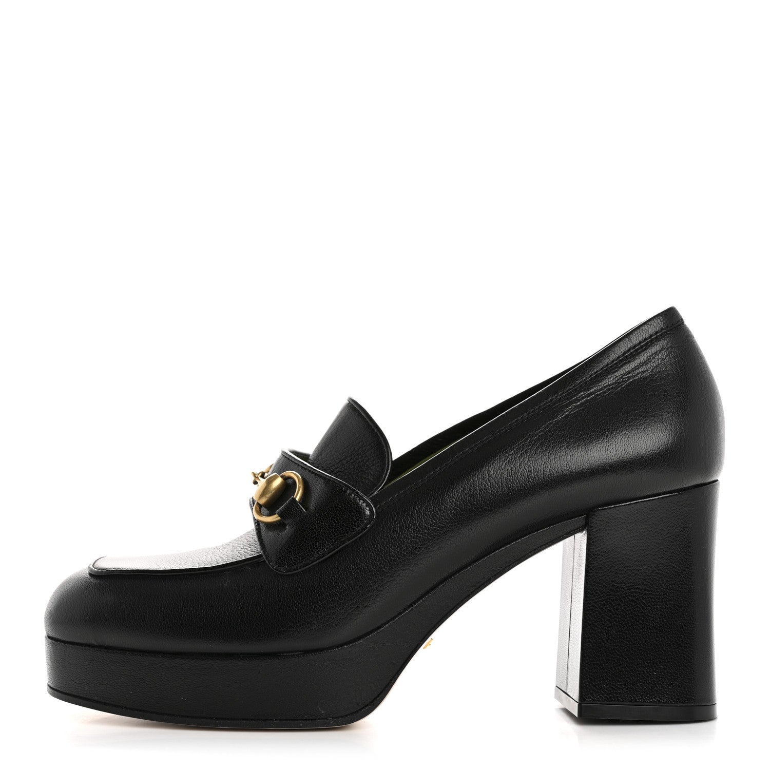 Gucci Goatskin Houdan Mid Heel Platform Loafers 41 Black 1 of 9