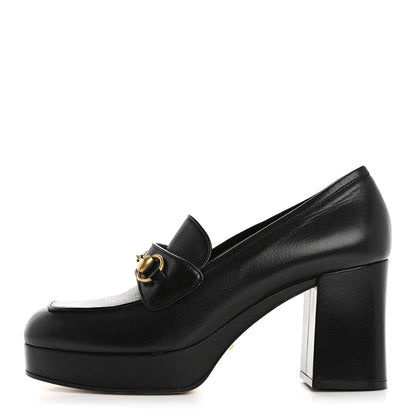 Gucci Goatskin Houdan Mid Heel Platform Loafers 41 Black 1 of 9
