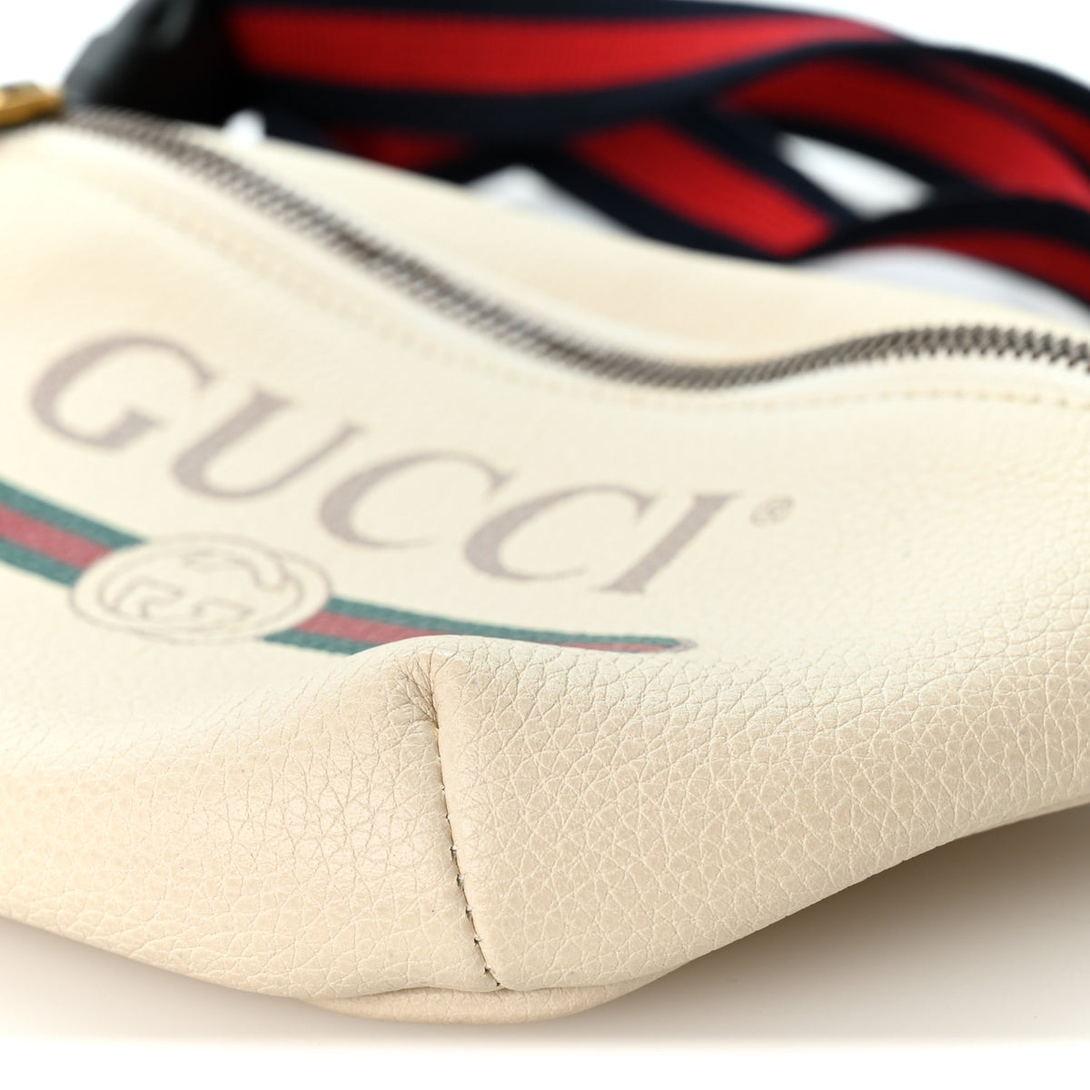 Grained Calfskin Small Logo Belt Bag White
