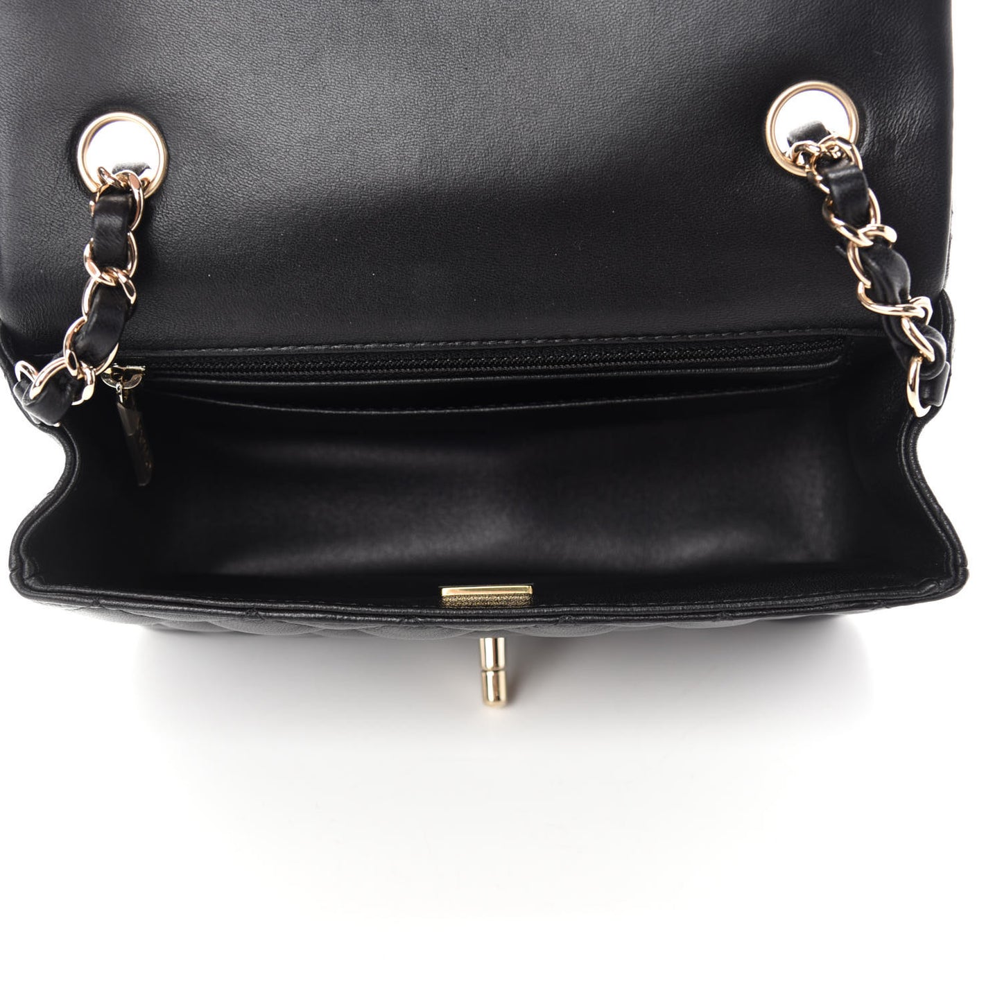 Lambskin Quilted Mini Rectangular Flap Black