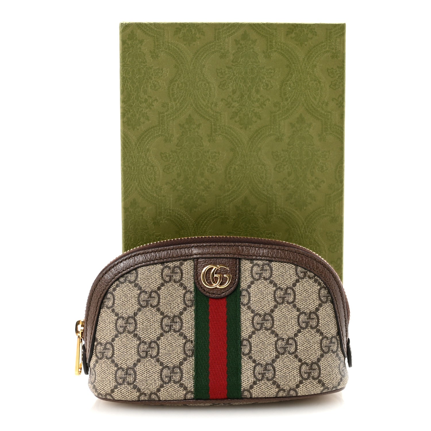 Gucci GG Supreme Monogram Textured Calfskin Web Medium Ophidia Cosmetic Case Beige Ebony New Acero 8 of 8