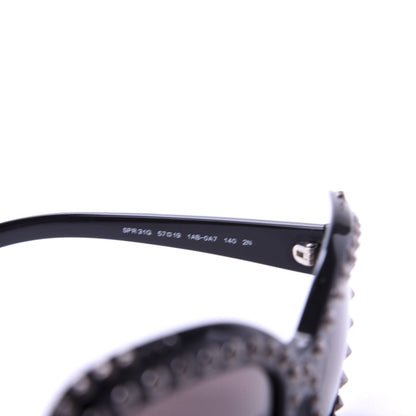 Prada Acetate Studded Ornate Cat Eye Sunglasses SPR 31Q Black 6 of 7