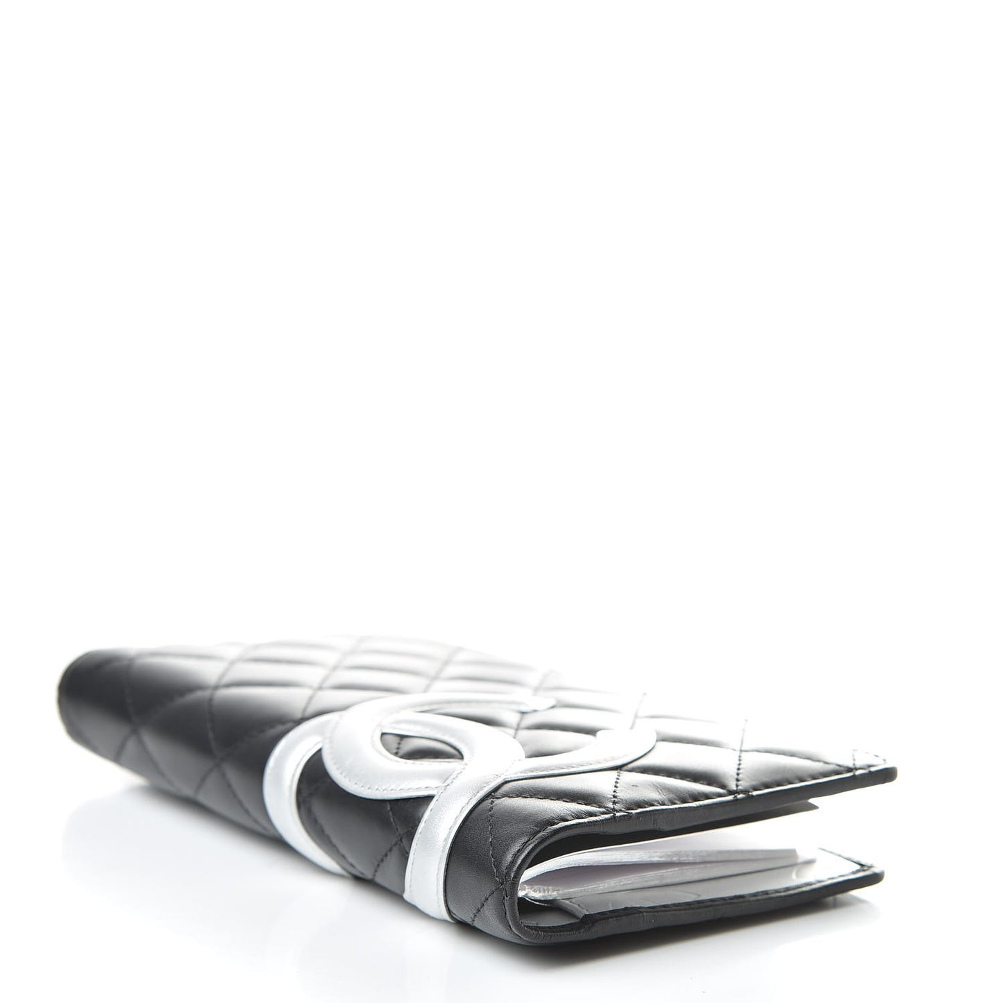Calfskin Quilted Cambon Agenda Planner Black Silver