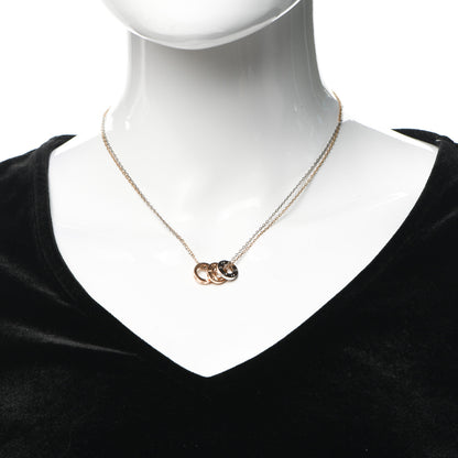 Cartier 18K White Pink Gold Diamond Three Ring LOVE Pendant Necklace 2 of 4