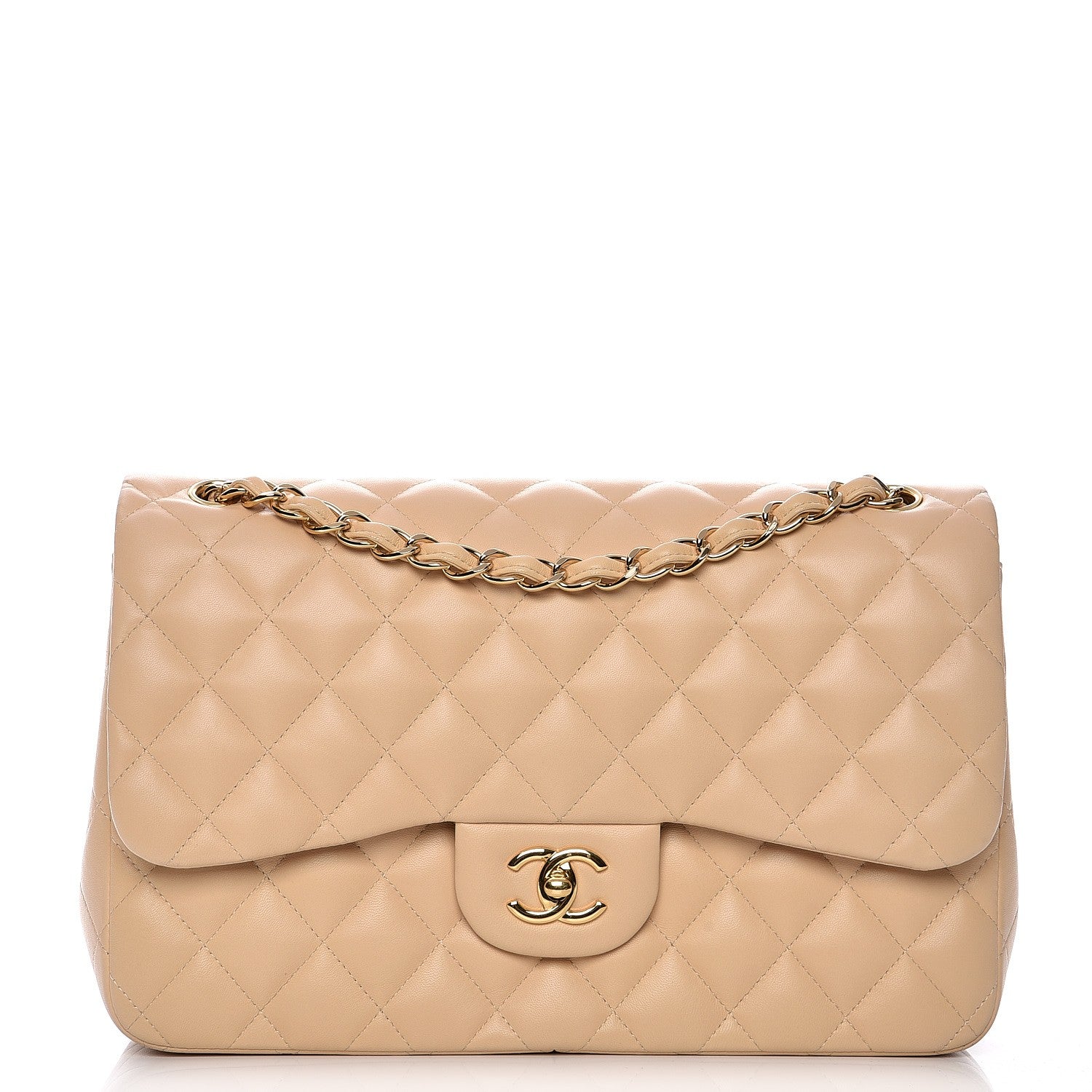 Chanel Lambskin Quilted Jumbo Double Flap Beige Clair 1 of 15