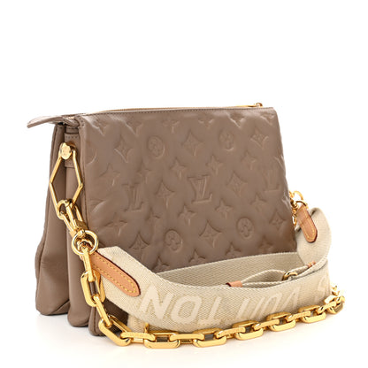 Louis Vuitton Lambskin Embossed Monogram Coussin PM Taupe 3 of 10