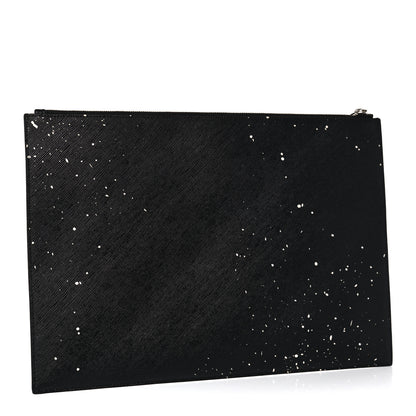 Givenchy Textured Coated Canvas Iconic Paint Splatter Prints Flat Medium Clutch Bag Black 3 of 9