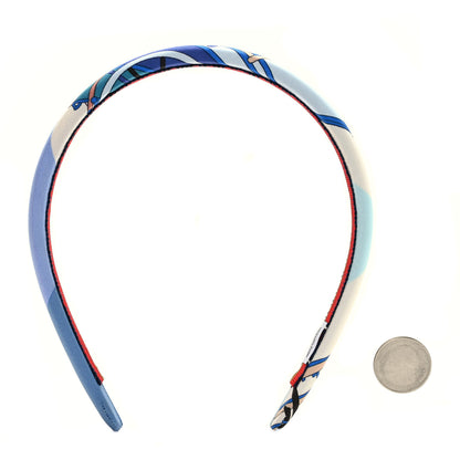 Hermes Silk Twill La Folle Parade Elsa Headband Bleu Jean 2 of 5
