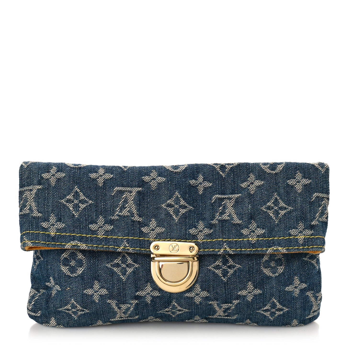 Monogram Denim Pochette Plat Clutch Blue