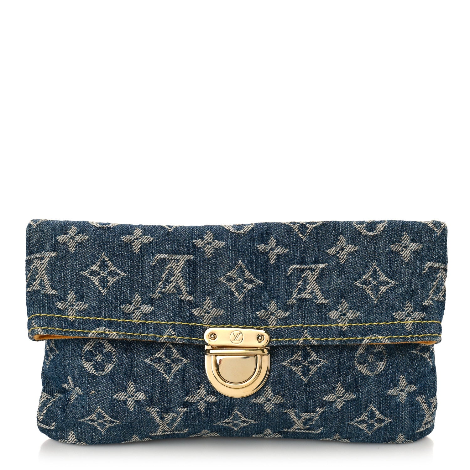 Louis Vuitton Monogram Denim Pochette Plat Clutch Blue 1 of 8