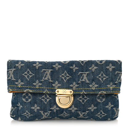 Louis Vuitton Monogram Denim Pochette Plat Clutch Blue 1 of 8
