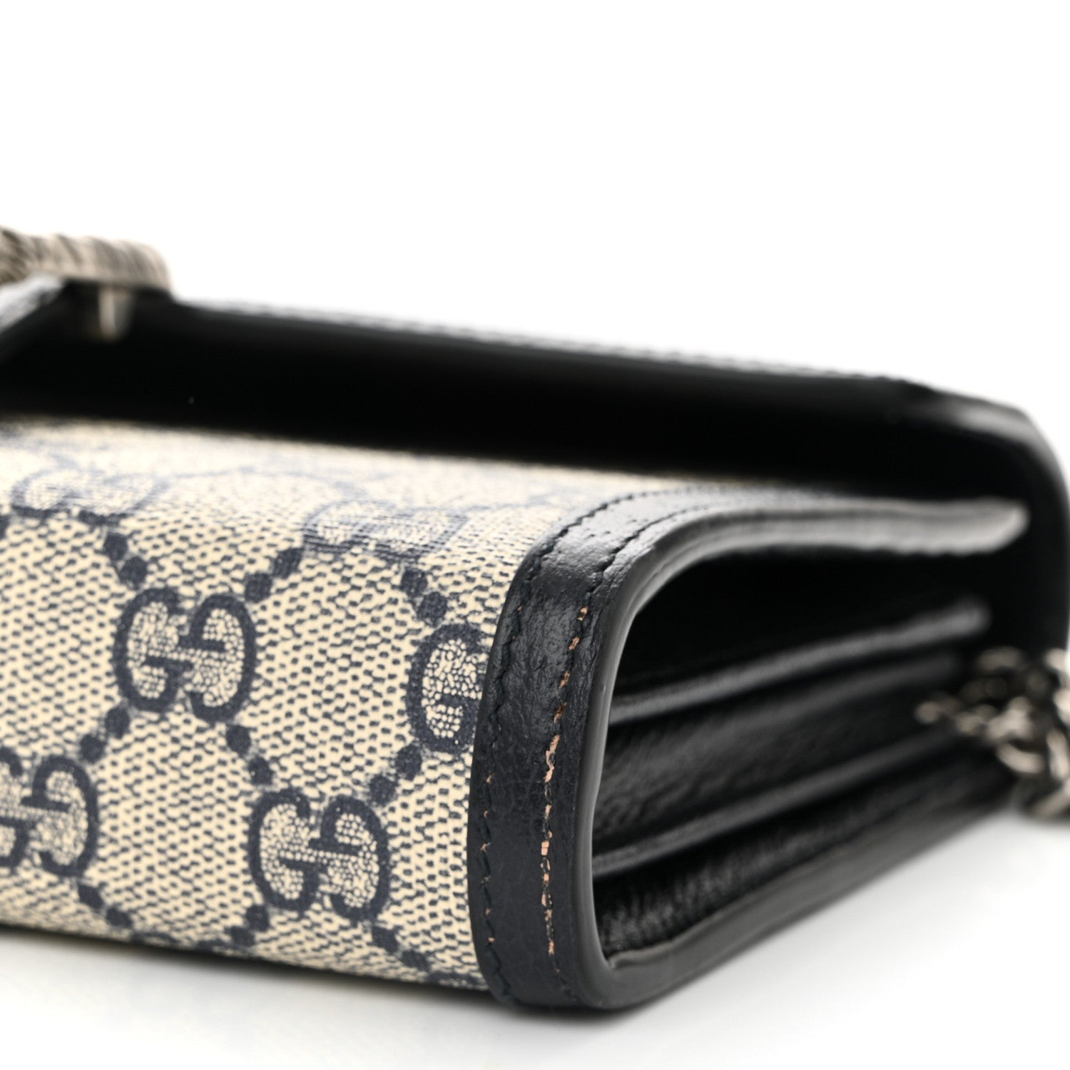 Gucci GG Supreme Monogram Textured Dollar Calfskin Mini Dionysus Chain Wallet Beige Blue 12 of 16
