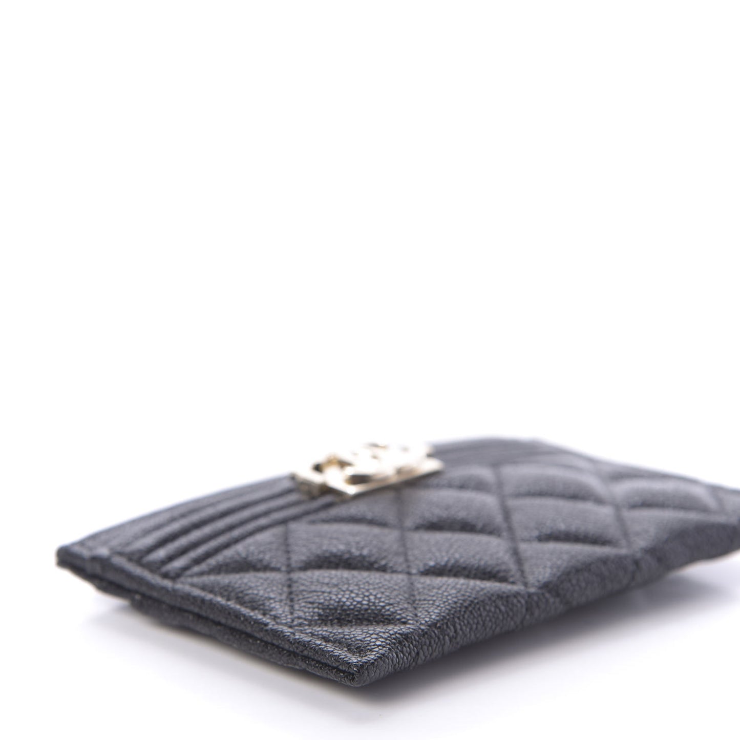 Caviar Quilted Boy Card Holder Black