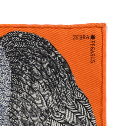 Hermes Silk Carre Zebra Pegasus Nano Scarf 20 Orange Vif Black 7 of 10