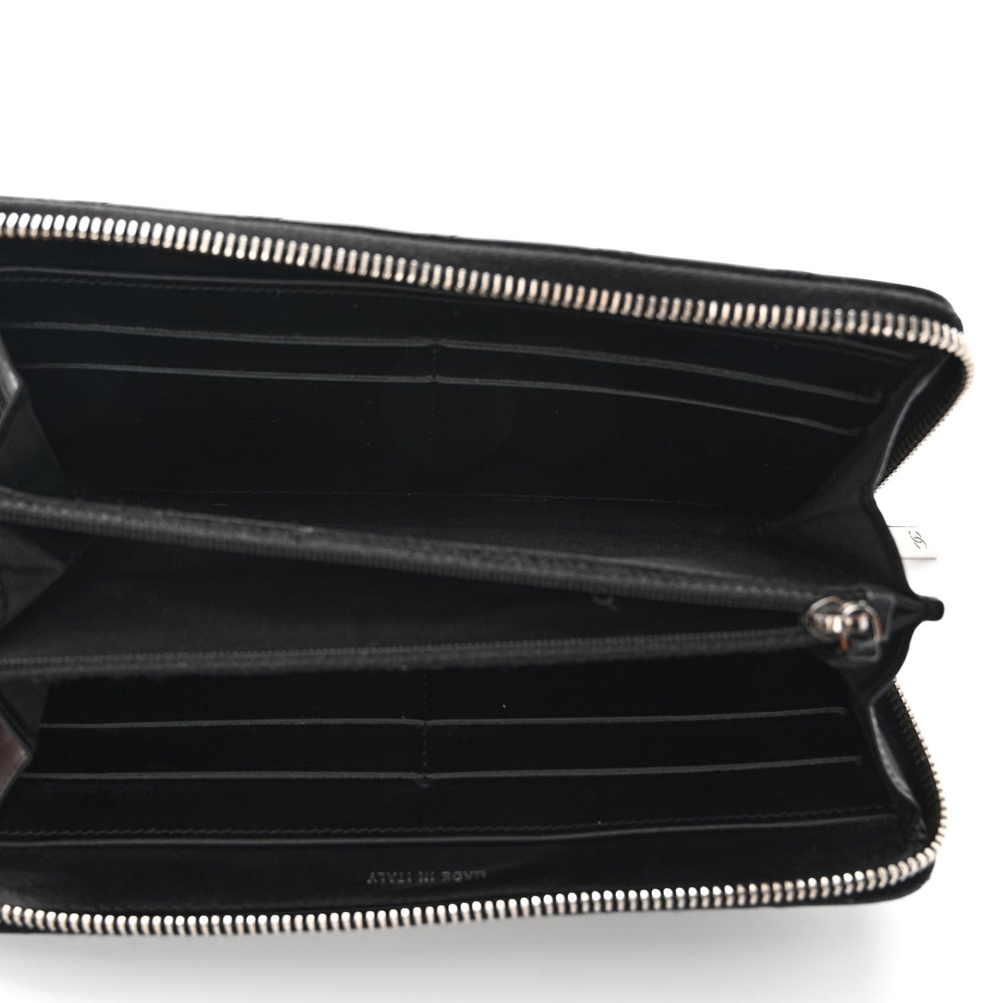 Patent Quilted Zip Around Wallet Black