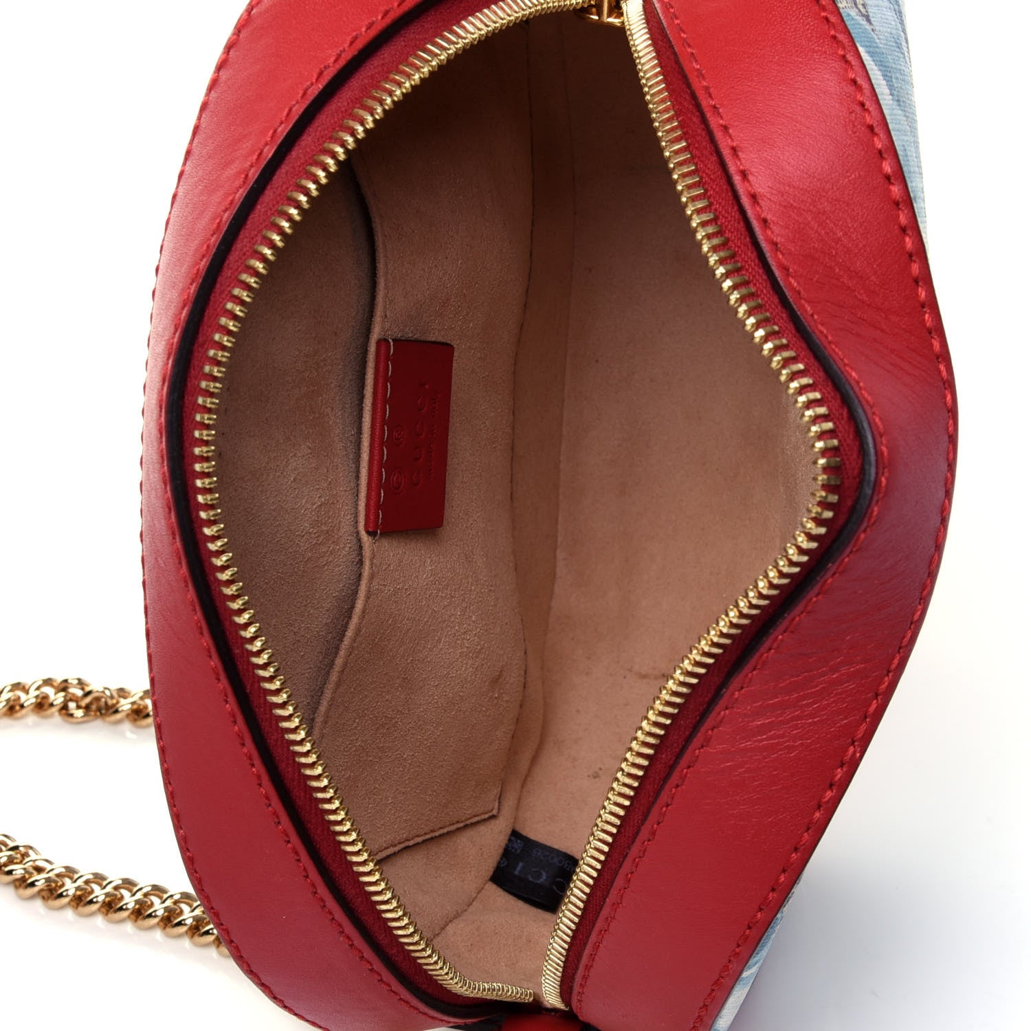 Gucci GG Supreme Monogram Blooms Mini Chain Shoulder Bag Beige Blue Navy Hibiscus Red 4 of 4