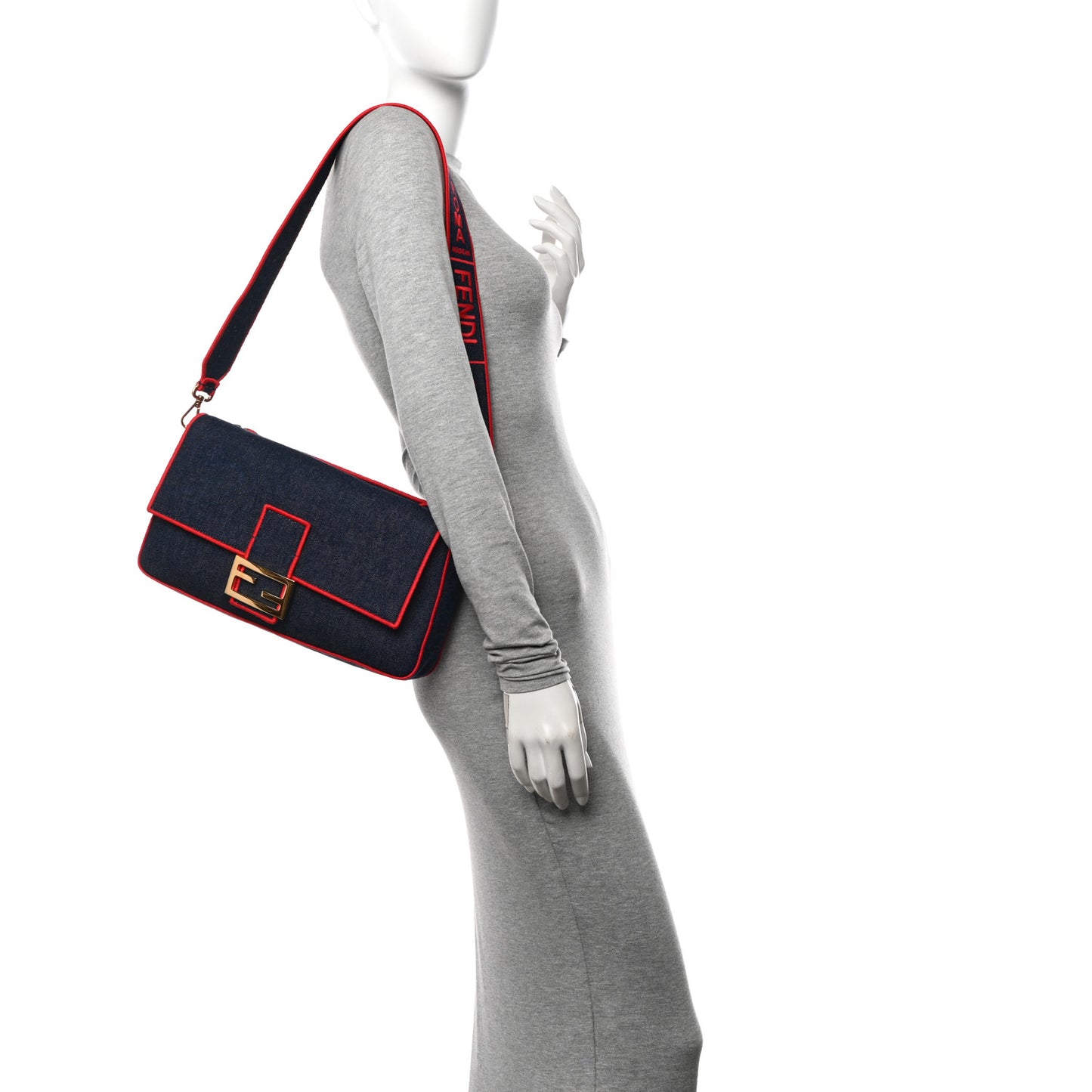 Denim Large Baguette Blue Rosso