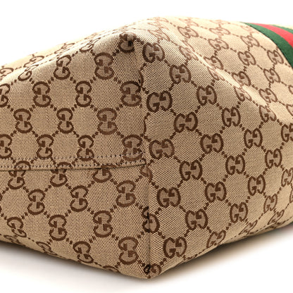 Gucci GG Monogram Web Large Giglio Tote Beige Brown 9 of 10