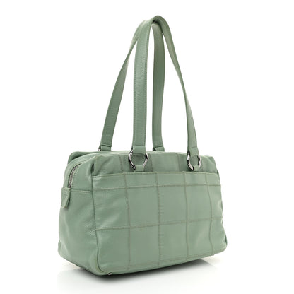 Chanel Caviar Square Stitched Bowler Light Green 3 of 10