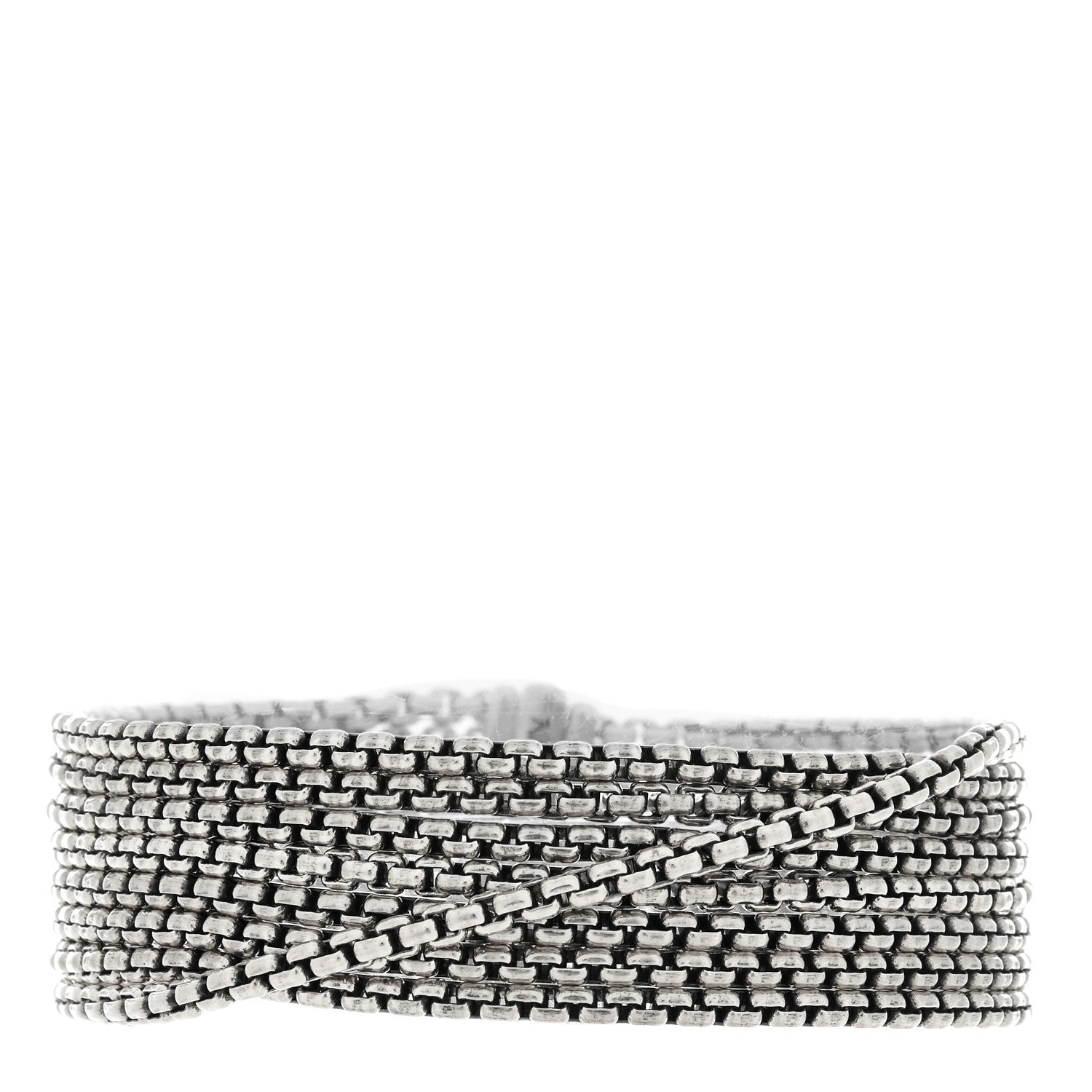 David Yurman Sterling Silver Eight-Row Box Chain Bracelet 1 of 3