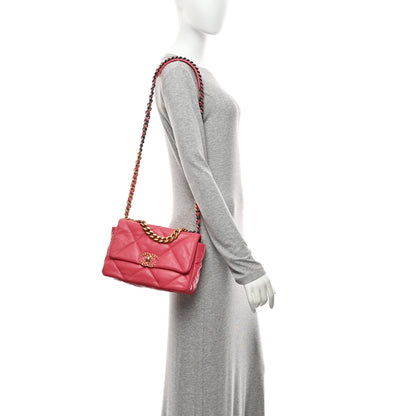Chanel Goatskin Quilted Medium Chanel 19 Flap Dark Pink 2 of 10