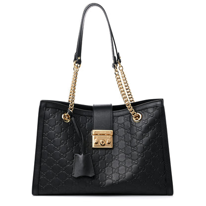 Gucci Guccissima Medium Padlock Tote Black 1 of 13