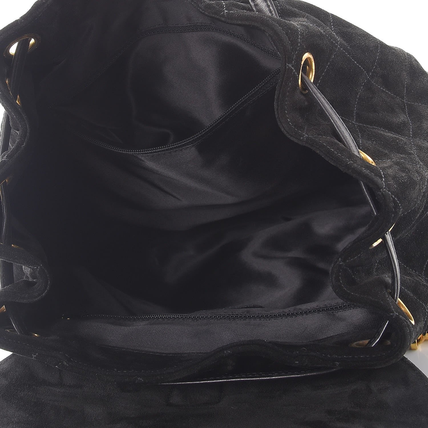 Chanel Suede Quilted Drawstring Backpack Black 5 of 12