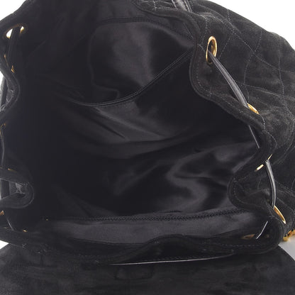 Chanel Suede Quilted Drawstring Backpack Black 5 of 12