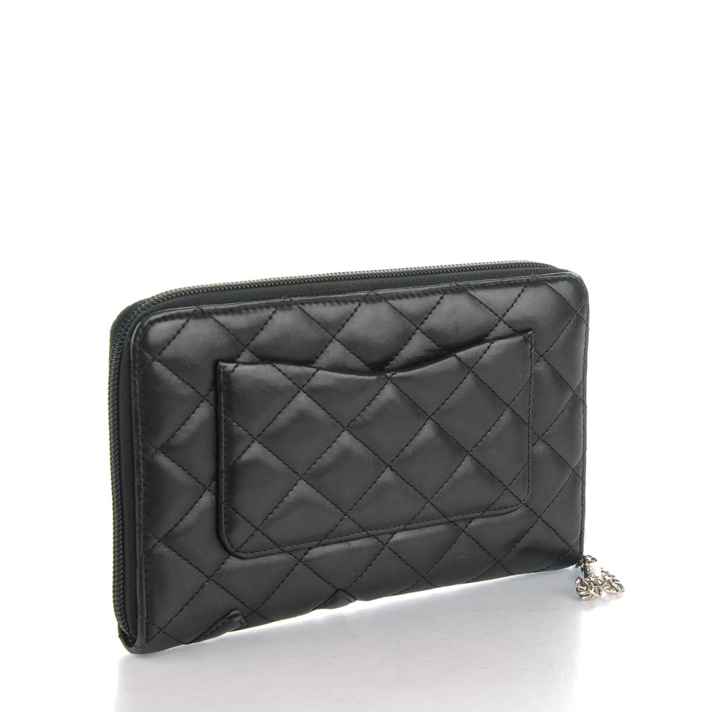 Calfskin Cambon Zip Around Organizer Wallet Black