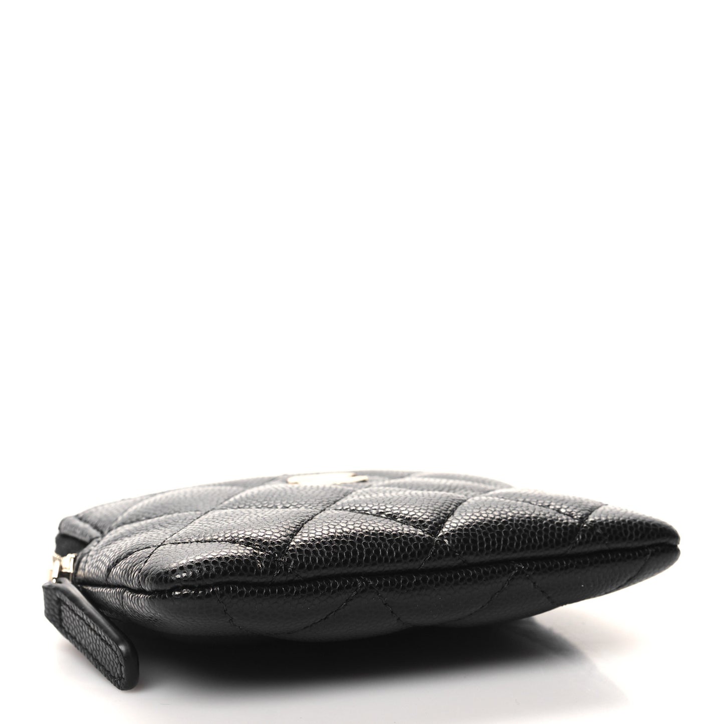 Caviar Quilted Zip Card Holder Wallet Black