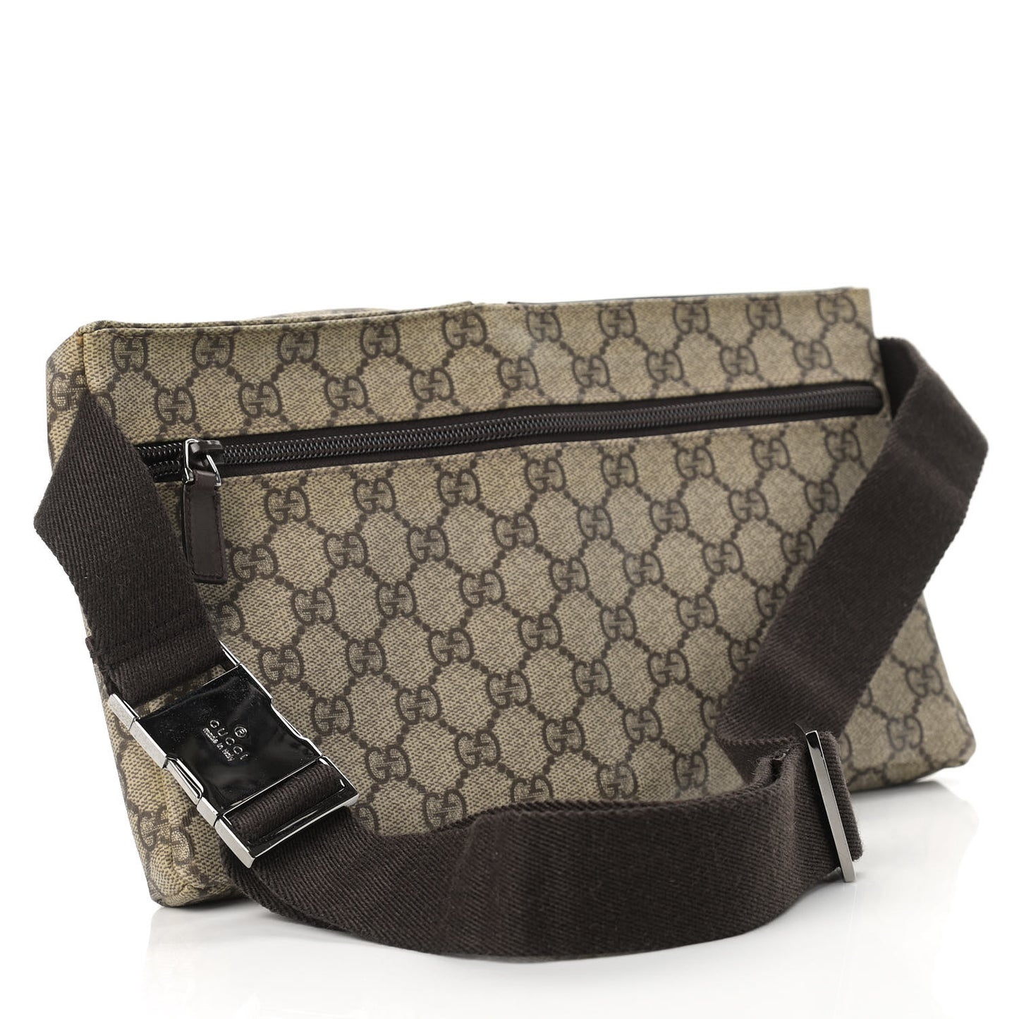 GG Plus Monogram Double Pocket Belt Bag Dark Brown