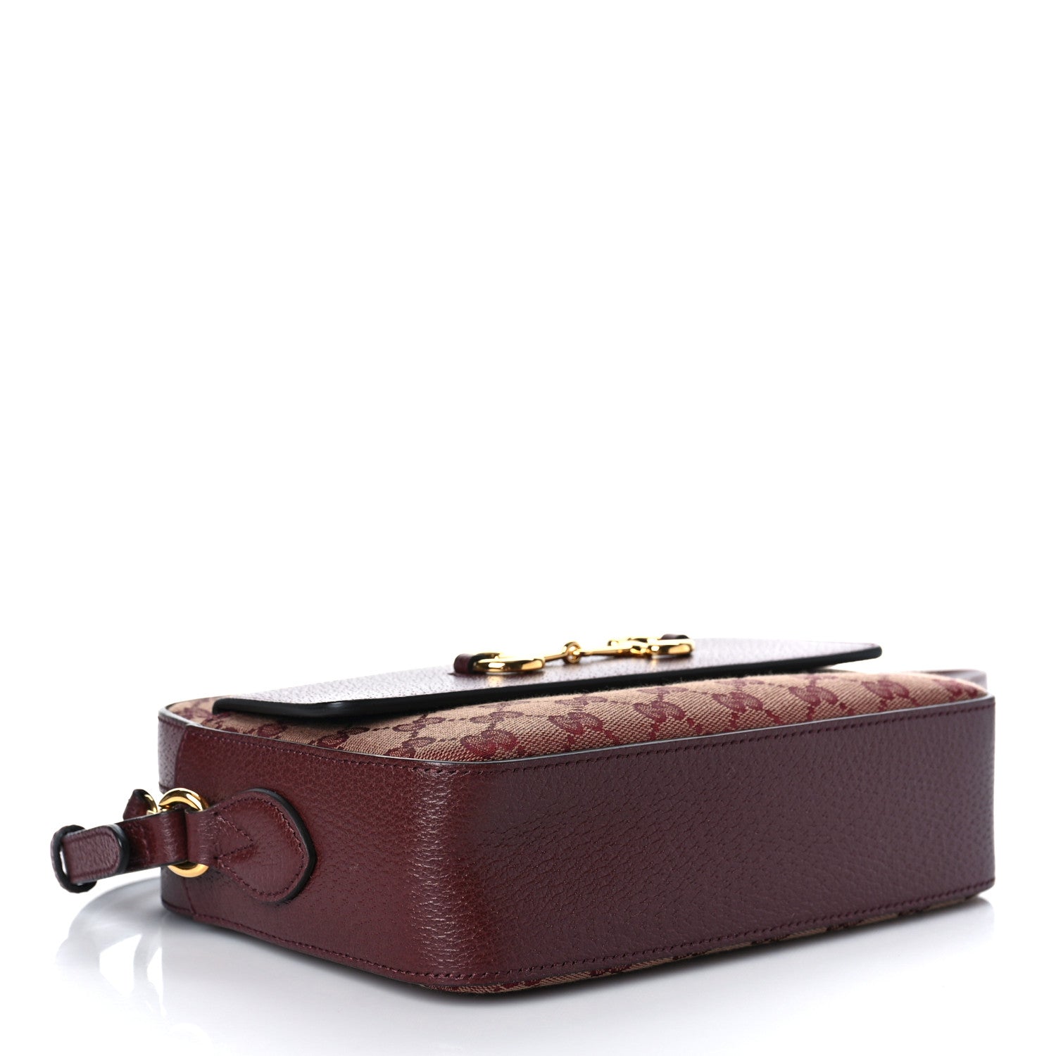 Gucci Monogram Textured Dollar Calfskin Small Horsebit 1955 Shoulder Bag Sahara Rubino Chardonnay 4 of 9