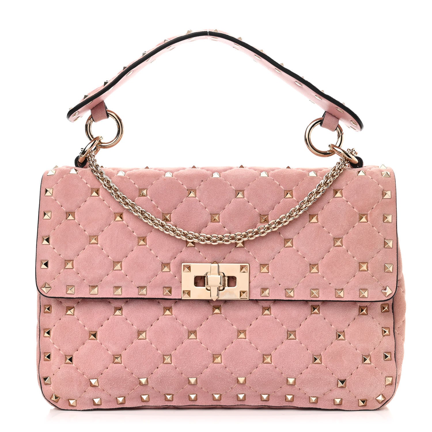 Valentino Garavani Suede Medium Rockstud Spike Shoulder Bag Loto 1 of 9