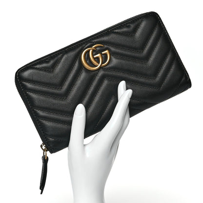 Gucci Calfskin Matelasse GG Marmont Zip Around Organizer Wallet Black 2 of 8