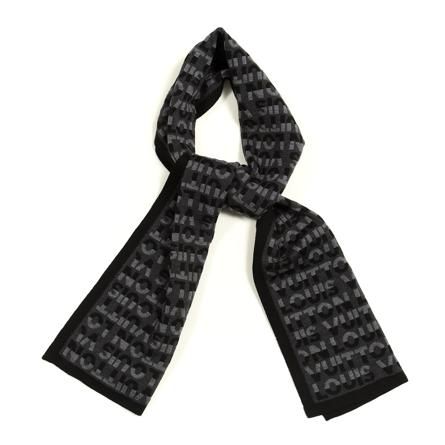 Louis Vuitton Wool LV Split Scarf Anthracite 1 of 3