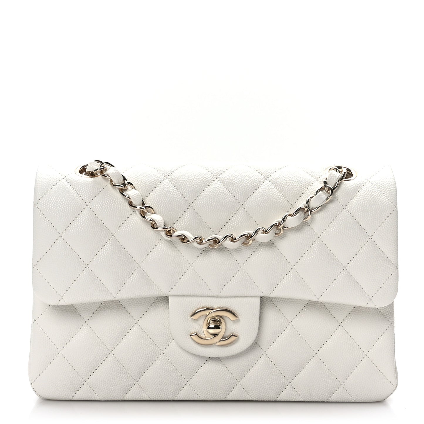 Caviar Quilted Small Double Flap White