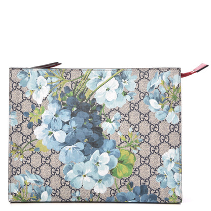 Gucci GG Supreme Monogram Blooms Large Cosmetic Case Beige Blue Navy Hibiscus Red 1 of 8