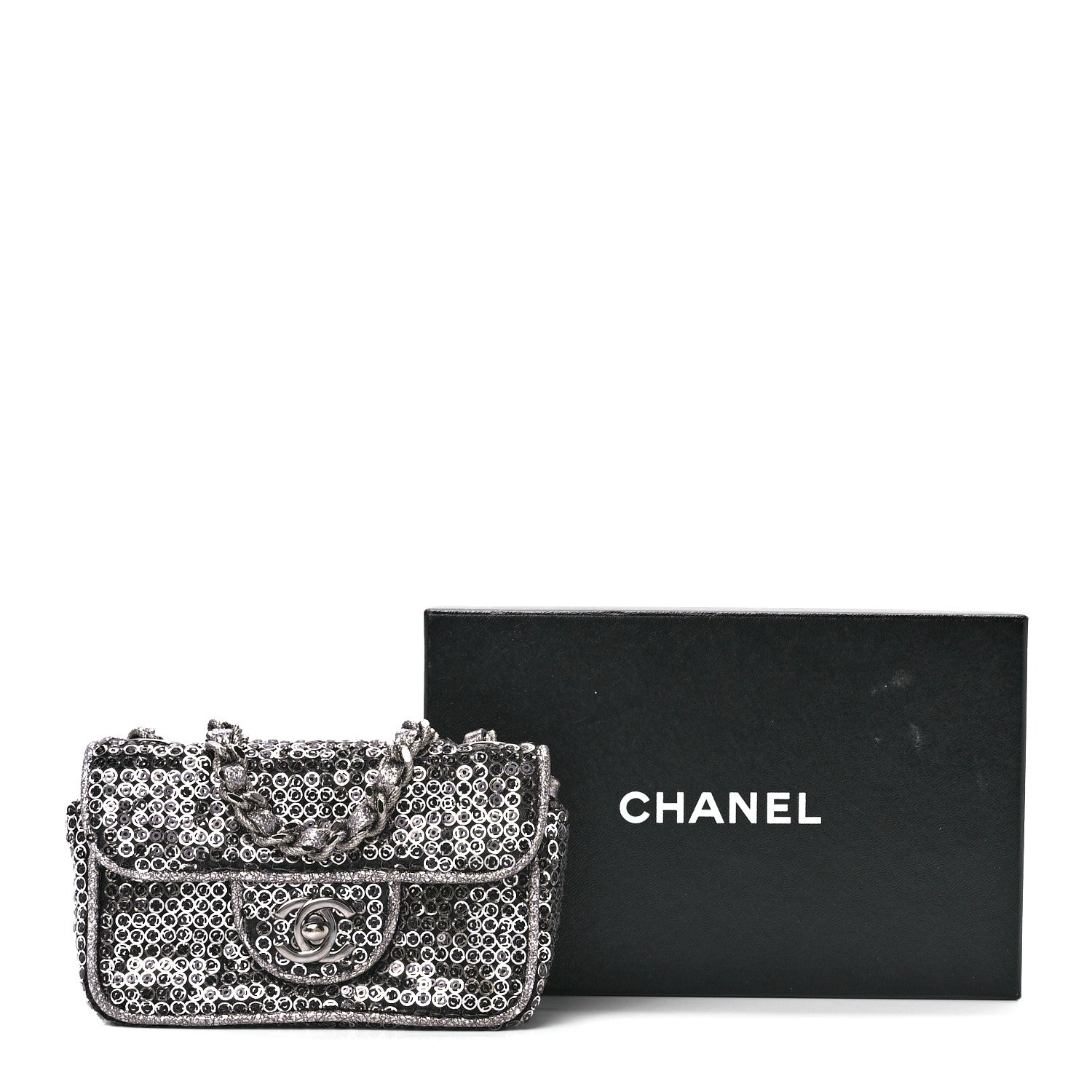 Chanel Sequin Micro Flap Dark Silver 13 of 13